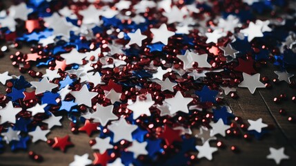 stars confetti red white and blue