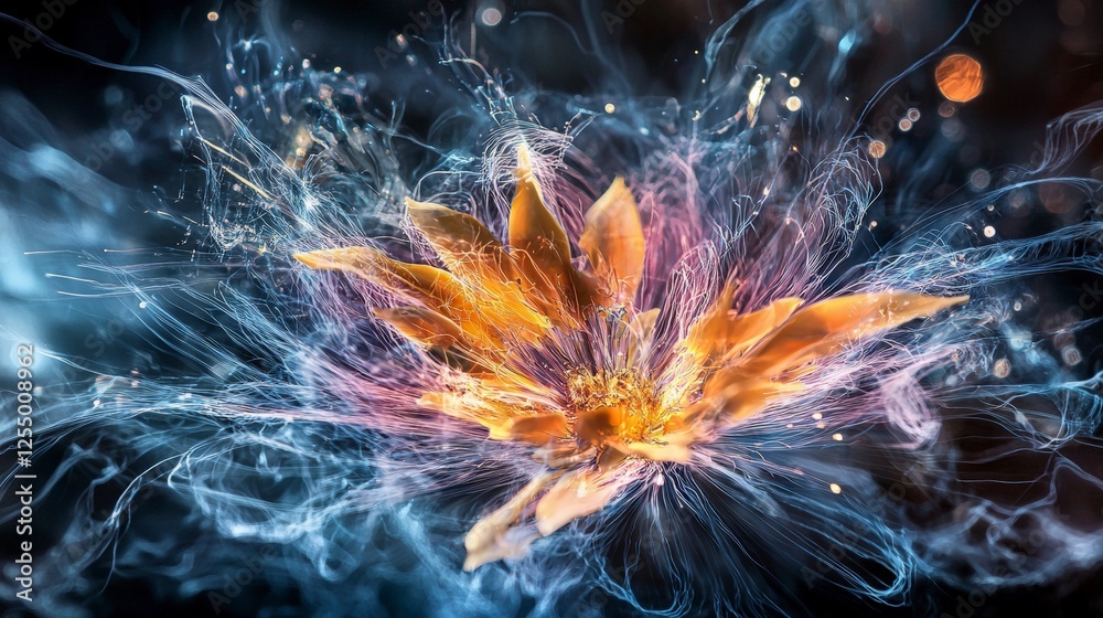Leinwandbilder radiating lines from a central point captivating flower in motion nature digital art close-up dynami