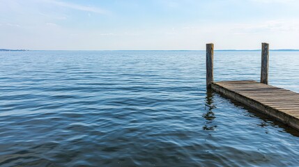 Obraz premium Tranquil dock scene at lake natural landscape photography calm waters serene environment wide angle viewpoint