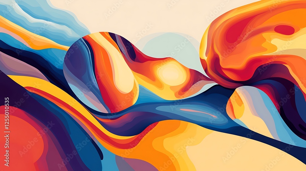 Poster abstract liquid forms, dynamic colors, fluid motion
