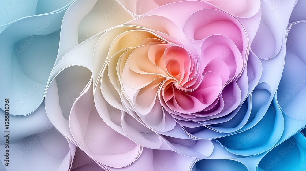 Poster Soft pastel concentric circles stacked in harmony abstract design digital art calm environment aesthetic viewpoint