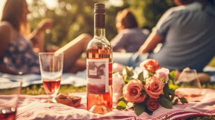 Fototapeta premium park rose wine bottle