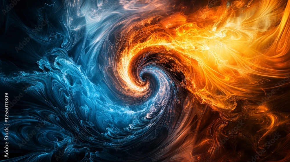 Poster Dynamic spiraling lines of color abstract art installation vivid environment digital visuals immersive experience