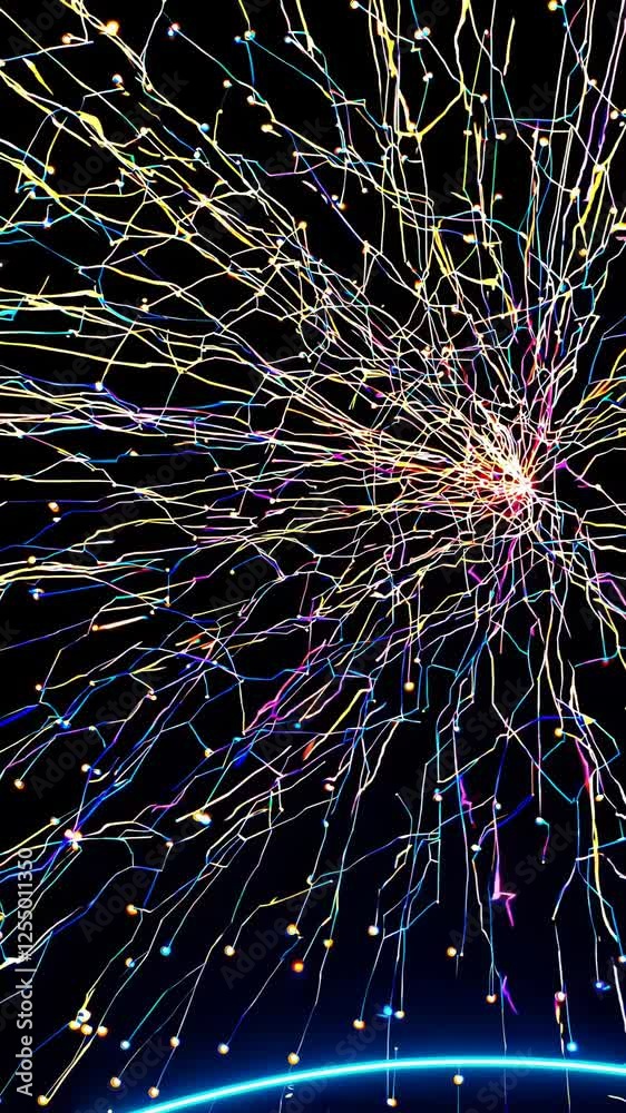 Fototapete Glowing neural connections transmitting signals, creating a futuristic and microscopic sci-fi atmosphere