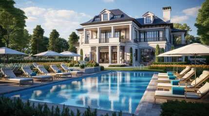 Fototapeta premium luxury house with pool
