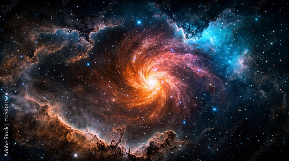 Poster Stars in spiral motion create a cosmic dance outer space digital art galactic environment celestial viewpoint