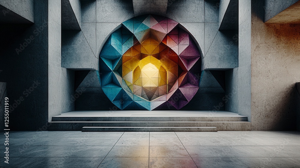 Poster symmetrical geometric shapes in a balanced arrangement modern gallery digital art indoor eye-level a