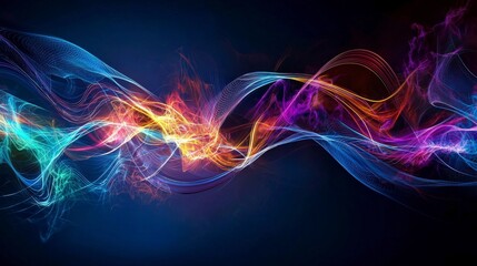 Vibrant sound waves in motion abstract art digital artwork colorful environment dynamic perspective fluid concepts for seo