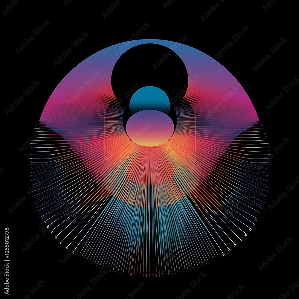 Poster Abstract circular design with radiating lines. Vivid colors.  Possible use for Wallpaper, Website background