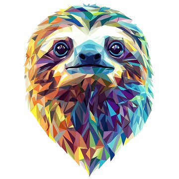 Colorful Low Poly Sloth Portrait