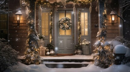 garland front door winter