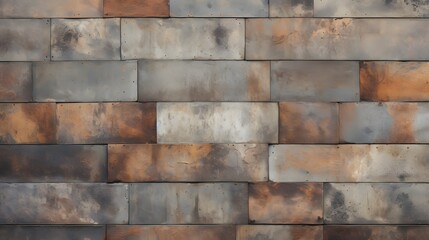 Rustic Metal Wall Texture Weathered Copper and Steel Panel Background