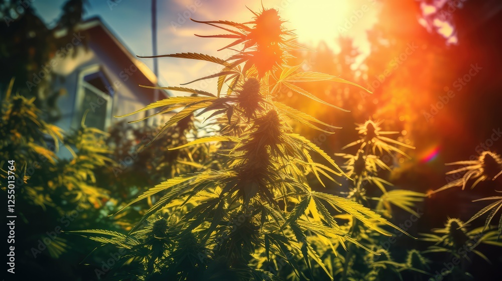 Poster leaves marijuana plant background