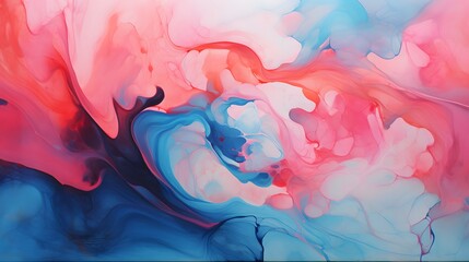 Abstract Fluid Art Painting Pink Blue and Coral Swirls