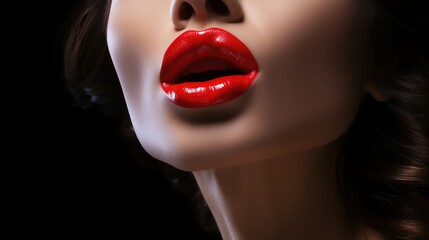 Fototapeta premium woman red lip kiss