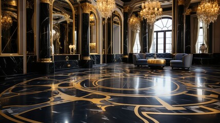 Obraz premium entrance marble black and gold
