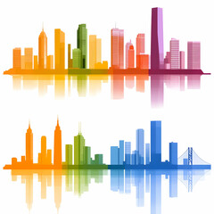 Fototapeta premium Colorful Cityscape Illustration Skyline