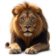 Obraz premium A majestic lion with a flowing mane gazes intently, embodying strength and regal beauty in a serene pose.