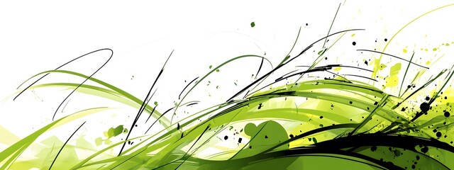 Green vector art on a white background, featuring grasses
