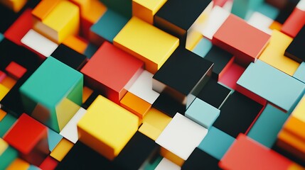 Obraz premium Abstract geometric shapes, colorful blocks, 3D design. Possible use Background image, graphic design element
