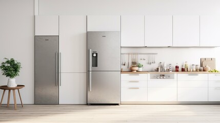 spacious fridge white background