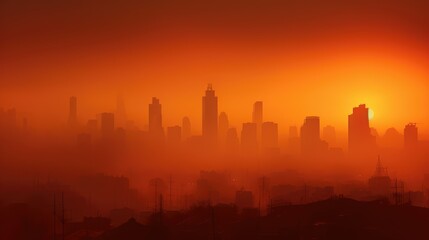 Fototapeta premium cityscape orange mist