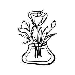 Simple Line Drawing Of Flowers In A Vase