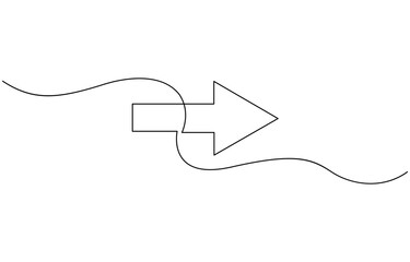 Obraz premium Black arrow icon line continuous drawing vector, Single line cursor arrow icon. Background of drawing one line on a white background.