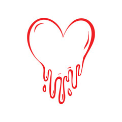 Red Heart Shape Melts Dripping Downwards
