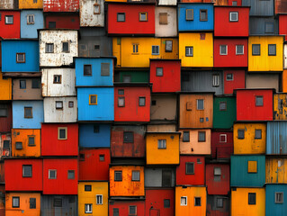 Colorful Cube Houses Illustration
