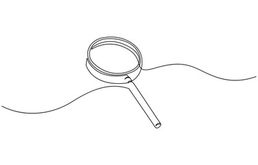 Magnifying glass continuous line vector illustration, One continuous line illustration of magnifying glass. Continuous line drawing of magnifying glass lens.