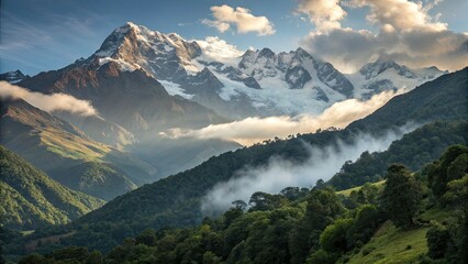Obraz premium Majestic Sierra Nevada & Santa Marta peaks: Colombian landscape photography's double exposure masterpiece.