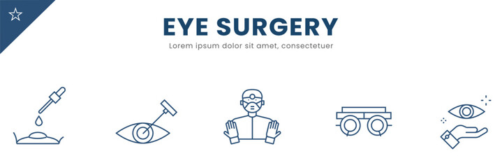 Eye Surgery line Icon Set .healthcare set, ophthalmology, eye care, surgery  . Vector Illustration