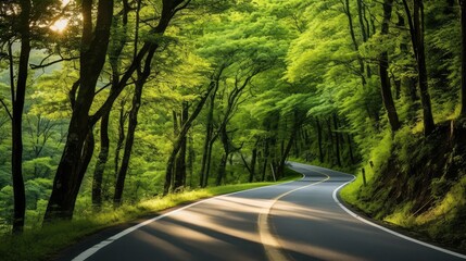 Obraz premium forest road journey