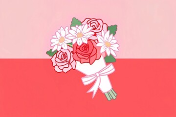 Bouquet of colorful flowers digital illustration vibrant background floral art minimalist design celebratory concept for modern decor