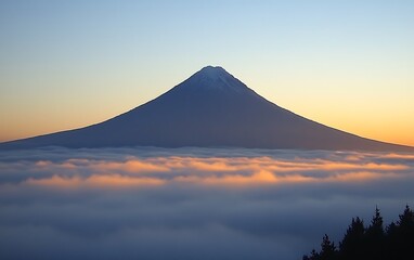 Majestic Fuji Sunrise Over Clouds