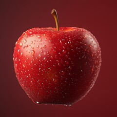 Juicy Red Apple with Water Droplets