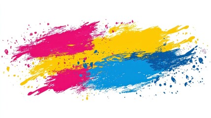 Fototapeta premium Colorful Brush Strokes with Bold Splashes of Pink, Yellow, and Blue