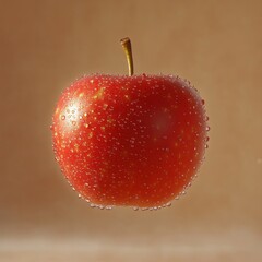 Juicy Red Apple with Water Droplets