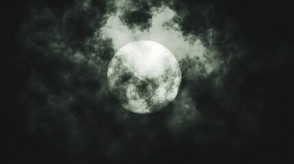 Obraz premium Mystical Lunar Spectacle Night Sky Moon Illumination Amidst Dark Clouds Atmospheric Glow Scene