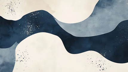 Selbstklebende Fototapeten Abstract Blue and Beige Wave Art Design © Anugrah