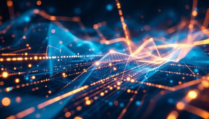 Obraz premium Abstract Network of Interconnected Data Points with Glowing Lines