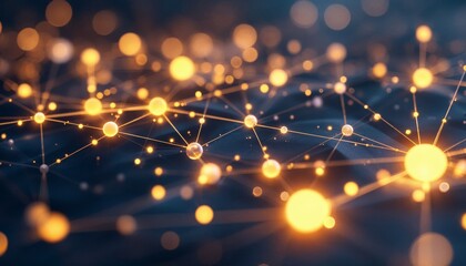 Obraz premium Abstract Neural Network Connection with Luminous Nodes and Interlinking Lines