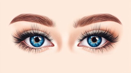 Fototapeta premium Captivating Realistic Eyes Showcasing Long Lush Eyelashes Exuding Depth and Emotion in a Natural Setting with Soft Lighting Bringing Out the Beauty of Human Expression and Features