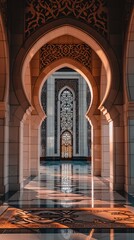 Golden hour enhances the depth of this breathtaking islamic mosque architecture photography.