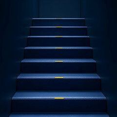 Dark Blue Staircase 3D Illustration