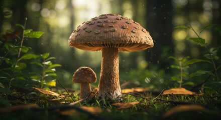 Fototapeta premium Majestic Forest Mushrooms Autumnal Fungi Nature Photography