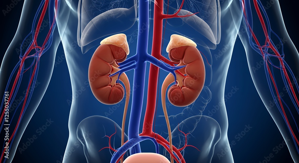 Wall mural Realistic Medical Illustration of Human Kidneys