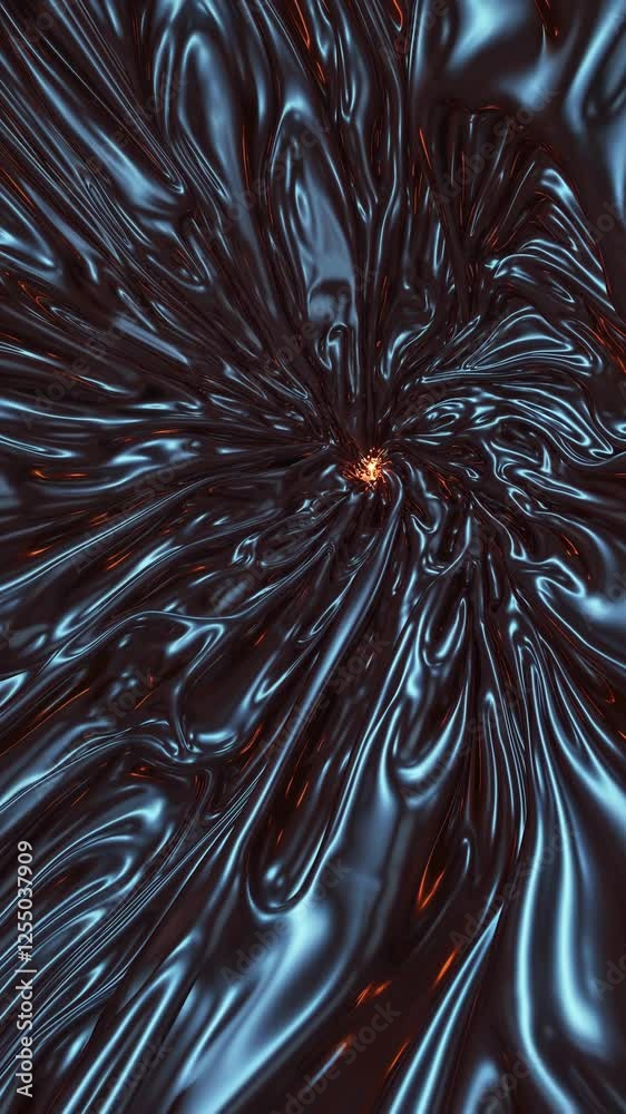 Leinwandbilder . Smooth flowing motion of a glowing, ethereal fabric-like structure gently undulating in a dark space, creating a mesmerizing and dreamlike effect