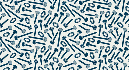 Nails seamless pattern, vector steel pins construction theme tiling background, work endless wallpaper.